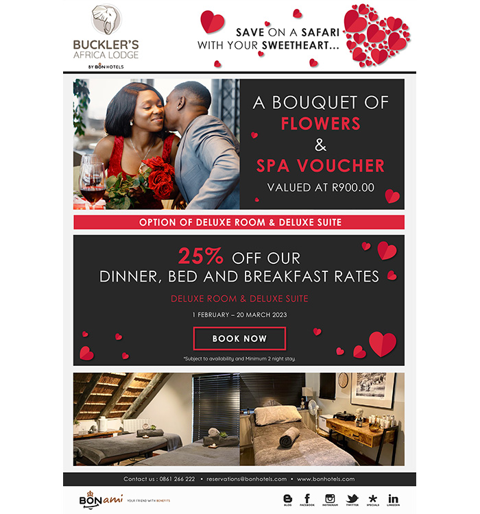 BON Getaway Deal & Packages | Bonding in the Bushveld at Buckler’s Africa Lodge by BON Hotels | Save on a safari with your sweetheart! 