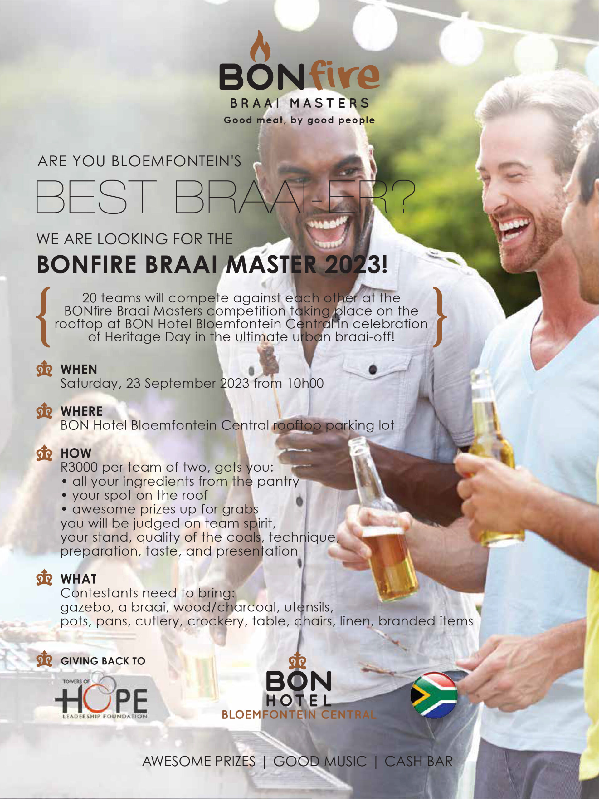 BON Appetits | BON Hotel Bloemfontein Central is looking for the ultimate BONfire braai master | 23 September 2023 gather your team, and prepare for the ultimate showdown!